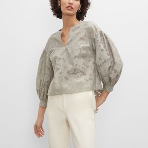 Sculptured Sleeve Top - New With Tags - NEVER WORN - Sage (Also Avail In White)